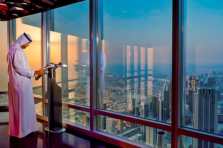 Experience breathtaking views from the Burj Khalifa's observation deck where the sprawling cityscape unfolds below blending modernity and tradition in an unforgettable journey.